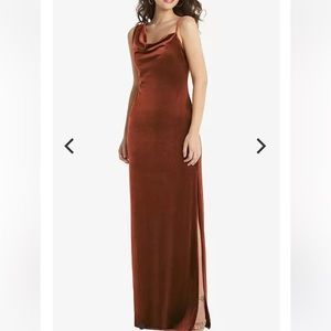 Social Bridesmaids NWT Asymmetrical Velvet Maxi Dress Evergreen